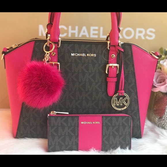 🌷MICHAEL KORS Large Brown Ultra Pink Satchel Set - Picture 5 of 8